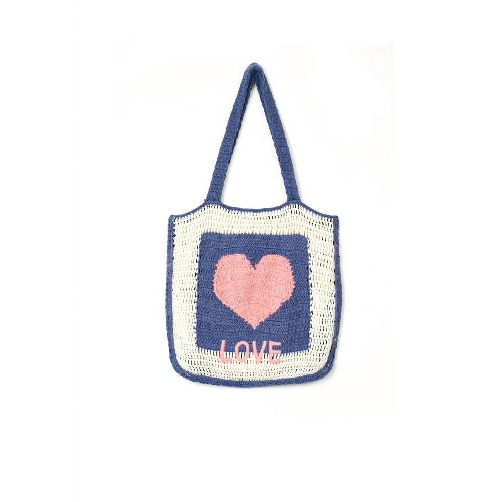 NEW M.A.B.E. women's neve crochet tote bag in love